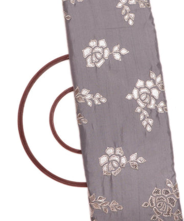 grey zari foil embroidery satin silk fabric np100 5033